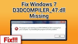 How to Fix d3dcompiler47dll free in Windows 7 without any software  D3DCompiler47dll Fix [upl. by Alaet]