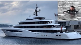 200 MILLION FEADSHIP Superyacht FAITH  Full Docking with diver waiting archiesvlogmc [upl. by Sontag138]