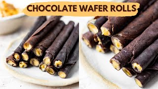 Chocolate Wafer Rolls At Home  No Egg  Chocolate Cigar Rolls Recipe  Crispy Chocolate Cigarettes [upl. by Eruot]