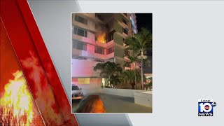 Fire erupts inside Miami Beach apartment unit [upl. by Hanfurd]