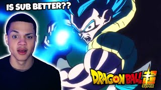 GOGETA VS BROLY  DBS Broly Full Fight REACTION Sub Vs Dub Comparison [upl. by Thgiled]