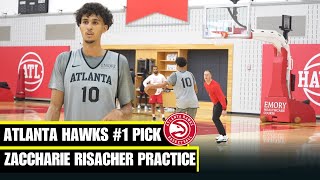 Atlanta Hawks 1 Pick Zaccharie Risacher Shoot After Practice and Interview [upl. by Aleacim]