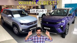 Tata Nexon 2023 vs Maruti Brezza  Which should you Buy   Comparsion with Onroad Price in Telugu [upl. by Suedama]