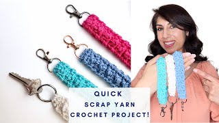 Got a handful of yarn Crochet This  Beginner Crochet Wristlet  Crochet Keychain Step By Step [upl. by Orravan476]