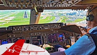 BOEING 747400 Landing Amsterdam  COCKPIT VIEW [upl. by Akiehsat725]