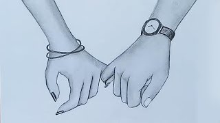 Holding Hands pencil sketch  Valentines Day special [upl. by Prudie]