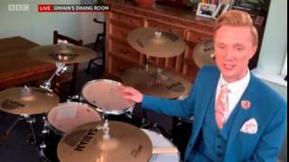 1 Owain Wyn Evans on drums BBC1 North West Tonight Weather Wed 150420 News Theme [upl. by Sundstrom969]