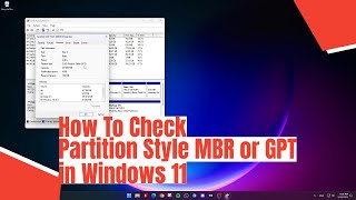 How To Check Partition Style MBR or GPT in Windows 11 [upl. by Nichola]