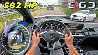 582HP C63 AMG 62 V8 w HEADERS is ABSOLUTELY CRAZY on the AUTOBAHN [upl. by Yracaz991]