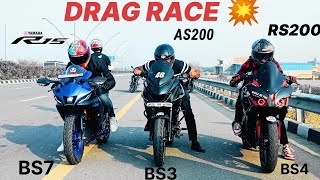 RS200 VS R15 V4 VS AS200 💥 DRAGRACE 🔥 TOP SPEED BATTLE 😈RACE TILL THEIR POTENTIAL 🔥 [upl. by Viva]