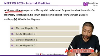 NEET PG 2022 Recall Question  Internal Medicine  Serological Markers for Hepatitis B Infection [upl. by Eirolam762]