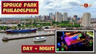 SPRUCE STREET HARBOR PARK  Philadelphia Drone Video Day  Night [upl. by Vachill]