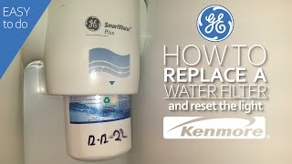 How to replace a water filter on a GE refrigerator  GE and Kenmore water filter replacement [upl. by Wivestad]