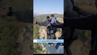 Bungee jump funs😁visitnepal2024 bungeejumping funnyshorts shorts [upl. by Liba213]