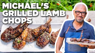 Michael Symons Grilled Lamb Chops with Rosemary Salt  Symon Dinners Cooking Out  Food Network [upl. by Attelliw520]