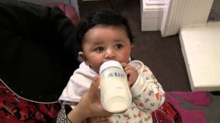 Baby drinking bottle milk  4 months old [upl. by O'Mahony]