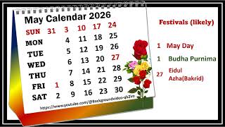 May Calendar 2026 maycalender2026 [upl. by Afihtan520]