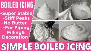 Boiled Icing Recipe  How to make boiled icing  Italian Meringue icing  Cake icing without butter [upl. by Traver75]