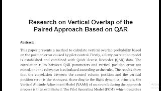 Research on Vertical Overlap of the Paired Approach Based on QAR [upl. by Raknahs]