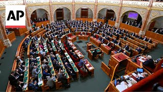 Moment Hungary’s parliament votes to ratify Swedens bid to join NATO [upl. by Idram]