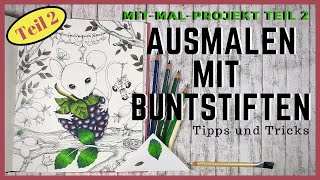 Blätter mit Buntstiften colorieren  MitMalProjekt Teil 2 [upl. by Ittocs975]