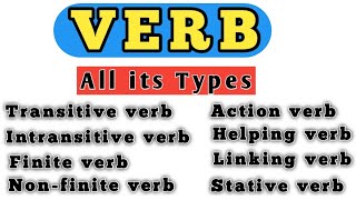 What is a verb  Verb types  All kinds of a verb  Transitive verb  Intransitive verb [upl. by Nagle]