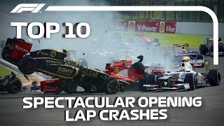 Top 10 Spectacular Opening Lap Crashes in F1 [upl. by Anev]