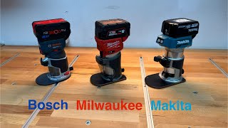 Bosch GKF 18v8 vs Milwaukee M18 FTR8 vs Makita DRT 50 welche Kantenfräse lohnt sich [upl. by Trebla]