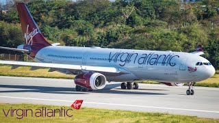 VIRGIN ATLANTIC A330343 ARRIVAL  DEPARTURE AT GRENADA [upl. by Nobe]