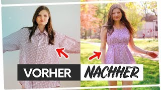 Aus alt mach NEU KLEID nähen OHNE SCHNITTMUSTER [upl. by Ellezaj]