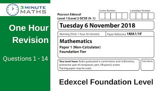 Edexcel Maths Foundation November 2018 Paper 1 Questions 1  14 [upl. by Bow]