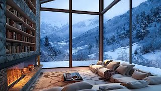 Snowfall by the Warm Fireplace 🌨️🔥 Relaxing Space for Sleep💤 and Stress Relief [upl. by Nagiam]