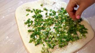 How to Make Flaky Scallion Pancake  Taiwanese Flatbread Recipe  Easyvideo [upl. by Bonnie]