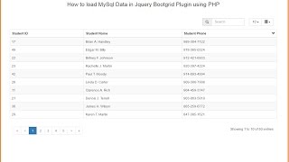 How to load MySql Data in Jquery Bootgrid Plugin using PHP [upl. by Giwdul]