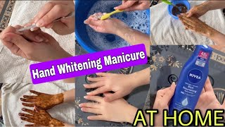 Hand Brightening Manicure At Home Step by Step  Salon Style manicure  Faiqa Hassan handcare [upl. by Dahaf]