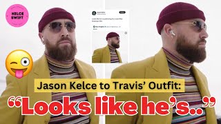 Jason Kelce’s HILARIOUS REACTION to Travis Kelce’s Outfit as he ARRIVES in Buffalo ahead of Chiefs😀 [upl. by Isoj]