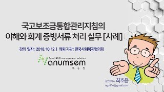 국고 보조금 통합 관리지침의 이해와 회계 증빙서류 처리22사례 한국사회복지협의회  20181012나눔셈 [upl. by Cece311]