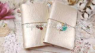 DIY Step by Step Make a Refillable Faux Leather Journal Notebook Cover The Gingerbread Prints ASMR [upl. by Acyre89]