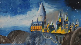 Harry Potter Hogwarts acrylic  Speed Painting [upl. by Kalbli]