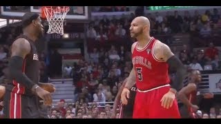 LeBron James Flagrant Foul on Carlos Boozer  March 27 2013 [upl. by Conlen]