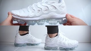 Nike Air Vapormax Plus Triple White UNBOXING amp ON FEET [upl. by Aniala735]