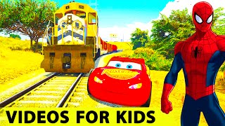 Lightning MCQUEEN CARS amp Spiderman Cartoon for Kids and Children w Nursery Rhymes Songs Video [upl. by Ojytteb]