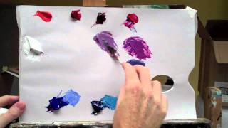 Basic acrylic colour mixing how to mix a perfect purple Part 2 of 2 [upl. by Yatnoj]