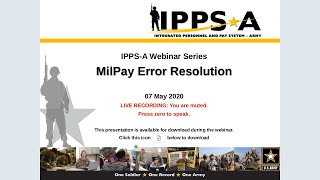 IPPSA Webinar MilPay Error Resolution [upl. by Dott78]