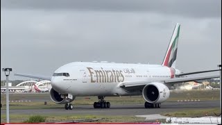 Emirates B777200ER New livery amp Qantas A330 taxis past the mound at Sydney Airport [upl. by Adest]