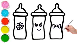 Drawing Baby bottles for kids  Fun and Easy Tutorial  Cute baby bottle drawing [upl. by Crean]