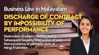 PART 1 Discharge of Contract by Impossibility of performance Business Law Malayalam explanation [upl. by Malinde]