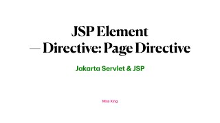 JSP Element  Directive Page Directive [upl. by Medina]