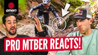 Pro Mountain Biker Reacts To MTB Crashes  Gee Atherton [upl. by Dnyletak]