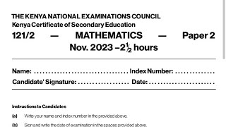 MARKING SCHEME KCSE 2023 MATHS PAPER 2 [upl. by Eiknarf]